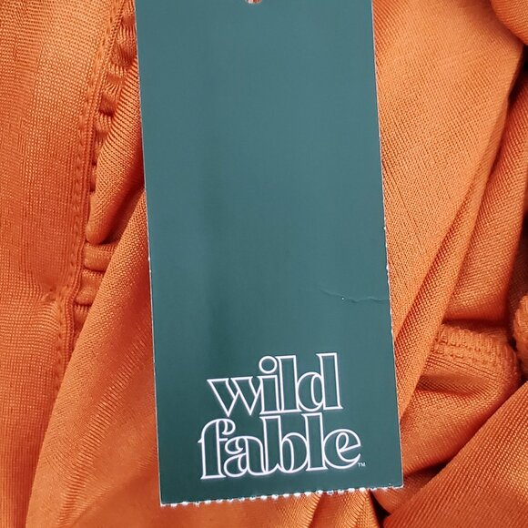 Wild Fable Orange Button Up Short Sleeve Stretchy Drape Detail Dress NEW Size L - Picture 12 of 13